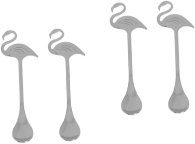 TOPBATHY 4 Piezas Cuchara agitadora de flamencos cucharillas para aperitivos Cucharilla de café minicucharas de acero inoxidable bolas de postre para la cocina cucharas de cafe concentrarse