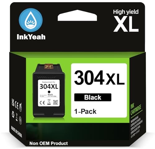 INKYEAH 304 XL Druckerpatronen Schwarz- 750 Seiten, Kompatibel für HP 304 Druckerpatronen Original, 304 Schwarz für Envy 5000 5010 5020 5030 5032 DeskJet 2600 2620 2622 2630 3720 3735 3750 3720 3730