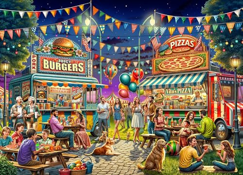 Vermont Christmas Company Food Trucks Puzzle, 1000 Teile, vollständig ineinandergreifende und zufällig geformte Teile, 66 x 49 cm