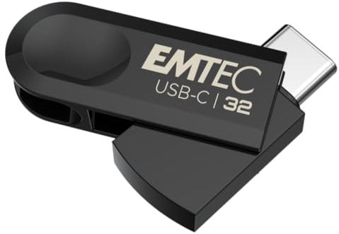 EMTEC - Clé USB 3.2 Type-C Single C280 ECMMD32GC283 - Flash Drive Compatibilité Universelle USB 3.2 - Lecture 80Mo/s, Écriture 20Mo/s, Eco Design, 32Go/GB