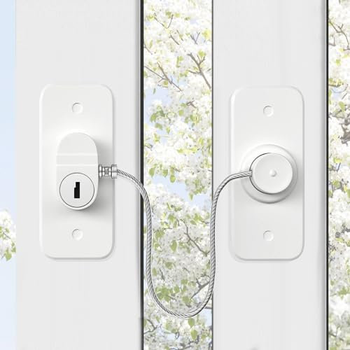 HIYAA 2 Packs Window Locks for UPVC Windows, Window Restrictor Locks No Drilling Self Adhesive, Window Safety Locks Child Safety with Screws Key for Childproof