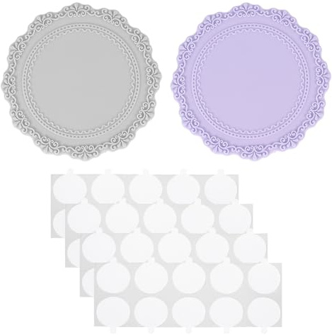 PATIKIL 2er Pack Wachs Siegel Silikon Pad Wachs Siegel Pads Lila Grau | Mit 40 doppelseitigen Klebepunkten Rückenplatte, Für Stempel Siegelwachs DIY Handwerk