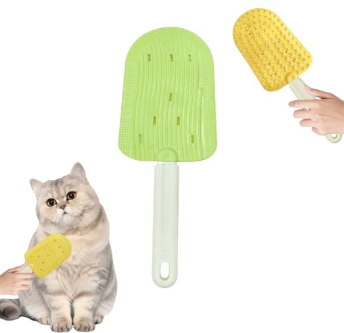 Katzenzungenbürste, Katzenhaarkamm mit zwei Seiten, Silikon Katzen Bürste Katzenkamm für Katzen oder Hunde (Green)
