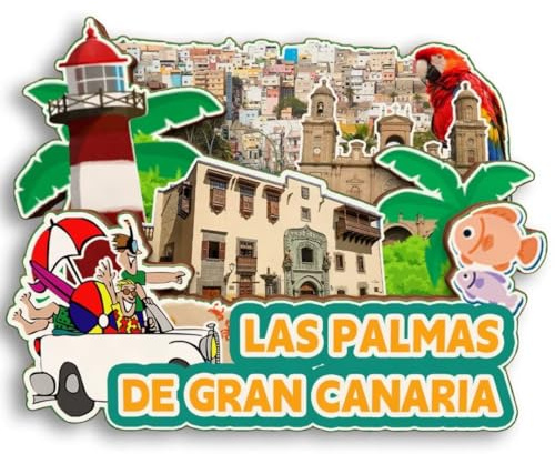 Las Palmas de Gran Canaria Spanien Holz 3D Kühlschrankmagnet Stadt Reise Souvenir Niedliche Kühlschrankaufkleber Home Küche Dekoration