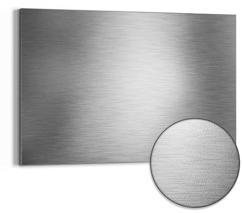 DEQORI Metall Magnettafel | 90x60 cm cm groß | Motiv Gebürsteter Stahl | Whiteboard für alle Magnete | Magnetboard Wand-Tafel für Küche & Büro | Design Magnetwand Pinnwand magnetisch