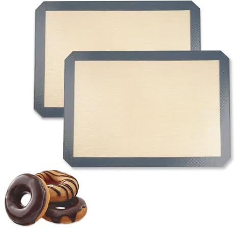 2 Stück Backmatte Silikon 40x30cm, Antihaftbeschichtung Silikonmatte Backen Backofenmatte Silikonbackmatte Wiederverwendbar Dauerbackmatte für Plätzchen Brot Gebäck Pizza