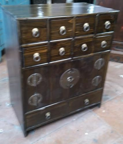 Antiker Apothekerschrank Aktenschrank Büroschrank Apotheke Schrank Sideboard Kommode Kommodenschrank Sideboardschrank mit 10 Schubladen Breite49xHöhe59cm