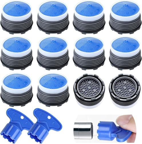21.5mm Aérateur de Robinet 10 Pièces avec 2 clés Filtre de Robinet Aérateur de Robinet Protection contre les Eclaboussures Aérateur à Economie d'eau pour Robinet de Cuisine et de Salle de Bain