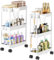 Shrivee Pack of 2 Carrito Auxiliar Baño con Ruedas 3 Niveles Ahorro de Espacio Carro Organizador con Ganchos y Tazas de Cocina Oficina (Blanco)
