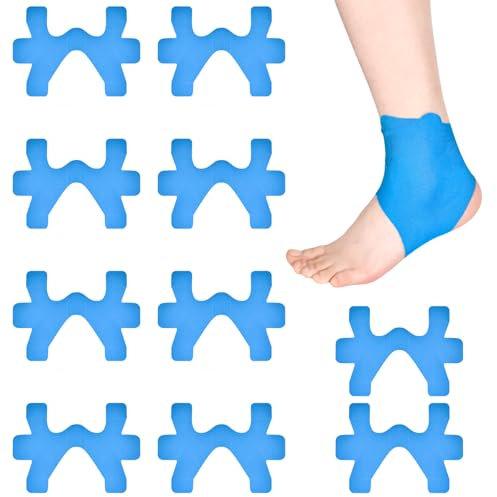 Lot de 10 bandes de kinésiologie prédécoupées pour cheville, bande de kinésiologie pour cheville, doux pour la peau avec un confort de port parfait, bande élastique élastique pour la stabilité du