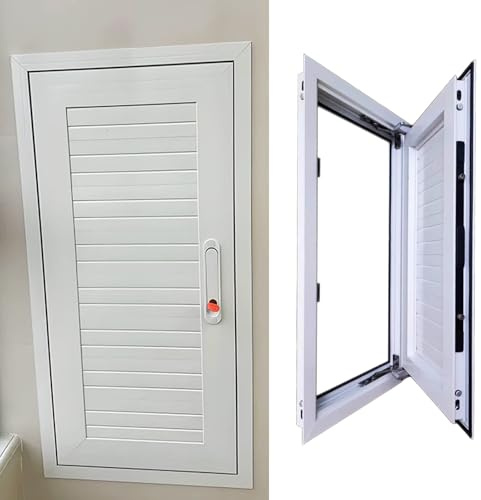 Innovz Hinged Metal Access Panel Aluminium Frame 30x30 30x60 40x60 50x50 60x60 Cm, Lockable Access Hatch for Meter Box Cover, Electric Panel Cover, Fuse Box Cover(White,WxH(50x60cm))