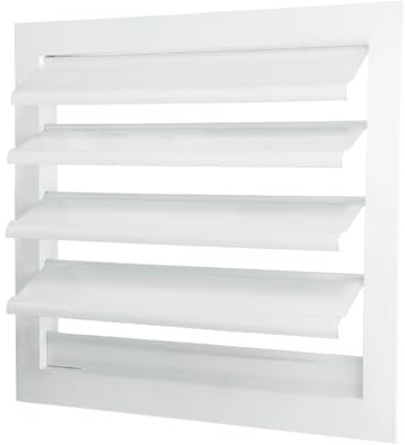 PATIKIL 10x10 Inch Aluminum Vent Cover, Louver Shutter Exhaust Fan Louvered Vent Automatic Gravity Square Grill Self-Closing Vent Cover for Greenhouse Industrial Exhaust HVAC System, White