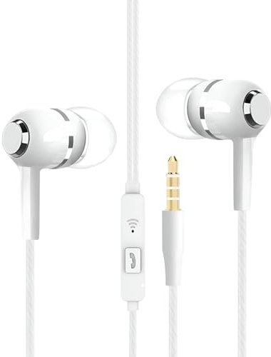 BommFu Cuffie Auricolari, Cuffie con Microfono da Inserire, Jack 3,5 mm Suono Alta Fedeltà per Aereo Giochi Musica Produzione Palestra Registrazione Studio Scuola