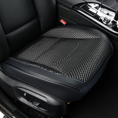 ZATOOTO Sitzauflage Auto Vordersitze Gegen Schwitzen - Autositzauflage Fahrersitz Patchwork-Design aus Stoff und Kunstleder - Anti Rutsch Sitzkissen Auto mit Seitenschutz & Tasche