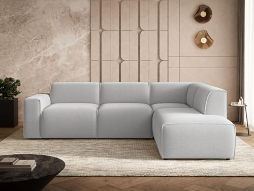 GRAINGOLD Eluno Ecksofa 292x220 cm, L-Form Sofa, Sofa für Wohnzimmer, Bouclé Stoff, 4-Sitzer Eckcouch, Modernes Design (Grau, Rechts)