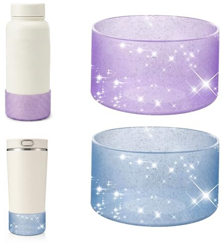 KHDULQ 2 Pèces Manchon en Silicone pour Bouteille d'eau Bleu et Violet | Manchon de Protection en Silicone pour Gourde Isotherme Convient aux Tasses Isothermes de 7 à 7,5 cm et aux Tasses Stanley