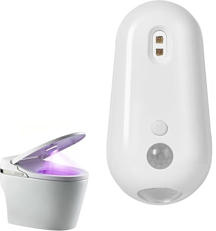 JDKJAG Motion Sensor UV Toilet Light with Sterilizer – Automatic LED Night Light, USB Rechargeable, 1800mAh Battery Lasts Up to 2 Months, Toilet Bowl Sanitizer Lamp for Bathroom (1 PCS)