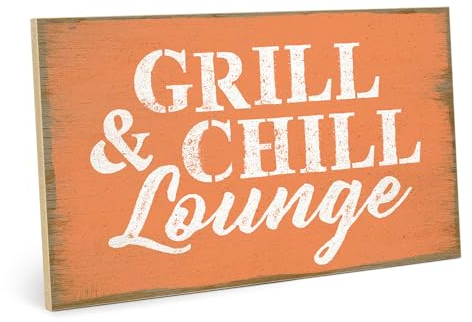 TypeStoff Holzschild mit Spruch – GRILL & CHILL LOUNGE – aus MDF-Holz, Schild, Wandschild, Türschild, Holztafel, Holzbild mit Zitat als Geschenk und Dekoration HS-00190