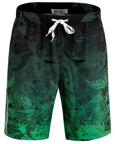 APTRO Herren Badehose Freizeit Short Schnelltrocknend Badeshorts, S023,Grün, 3XL