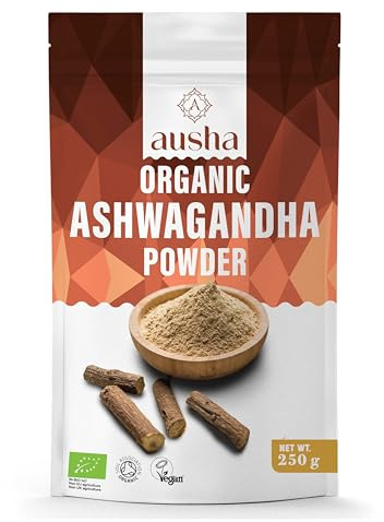 Ausha Organic Ashwagandha Powder 500g - for Stress and Anxiety Relief, Energy, Sleep Aid - UK Certified Organic by Soil Association - Source of Vitamins and Minerals - Adaptogen