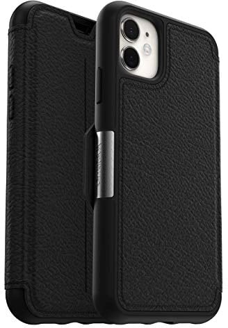 OtterBox Strada Case for iPhone 11, Shockproof, Drop proof, Premium Leather Protective Folio with Two Card Holders, 3x Tested to Military Standard, Black