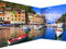 murando - Photo Wallpaper Architecture 539x250 cm / 212 x 98 - Peel and Stick Self-Adhesive Corner Foil Print Wall Mural Wallpaper City Lake Home Like Painted Boat Orange Clouds d-B-0297-a-a