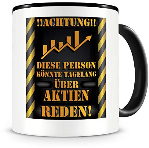 Samunshi® Aktien Tasse mit Spruch Geschenk für Aktien Fans Männer Frauen Kaffeetasse groß Lustige Tassen zum Geburtstag schwarz 300ml