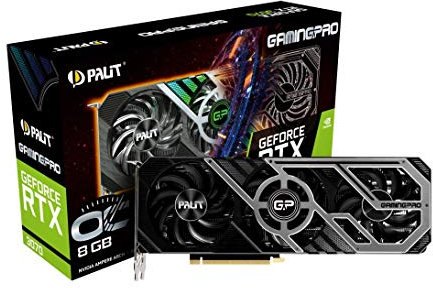Palit Microsystems, Inc. GeForce RTX 3070 GamingPro OC Carte Graphique 8 Go GDDR6 Ray-Tracing 5888 Core, 1500 MHz GPU 1770 Boost, 3 x DisplayPort, HDMI, TurboFan 3.0 NE63070S19P2-1041A Noir