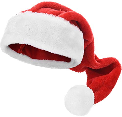 MIJOMA Weihnachtsmütze Rot 70cm Zipfel – Nikolausmütze Unisex für Erwachsene – Plüsch-Fellrand – Kuschelweich – One Size – 100% Polyester