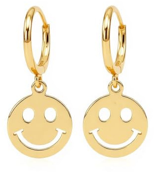 925 Sterling Silber Runde Lächeln Gesicht Hohl Ohrringe Weibliche Mode Glücklich Anhänger Party Geburtstagsgeschenk Handgemachter Schmuck