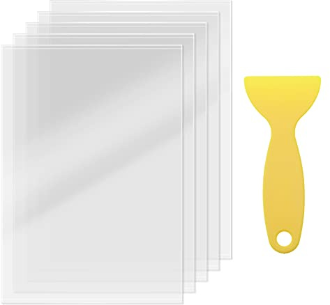 eMagTech 5 Stück 3D Drucker FEP Folie transparent mit gelbem Schaber 140 x 200 x 0,1 mm kompatibel mit Creality LD002R kompatibel mit ELEGOO Mars AnyCubic Photon/Photon S Creality LD-001