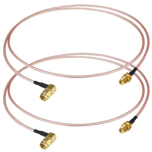 Boobrie 2 * Cavo SMA RG316 1M SMA Maschio a SMA Femmina Cavo Cavo Coassiale Ad Angolo Retto Cavo Antenna WiFi Cavo SMA 90 Gradi SMA Connettore Paratia per Antenna Mobile/Antenna WiFi