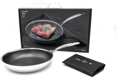 CLOEN I Foodie Pan| Sartén Antiadherente y Antirayaduras|Superficie Anti-adherente libre de PFOA I Apta para LavavajillasISistema Full Induction IResistencia Extrema al Rayado (24 cm / 1.7 L)