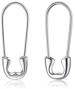 Reffeer Massive 925 Sterling Silber Sicherheitsnadel Creolen für Frauen - Büroklammer Ohrringe Pin Knorpel (A-Silber-2cm)
