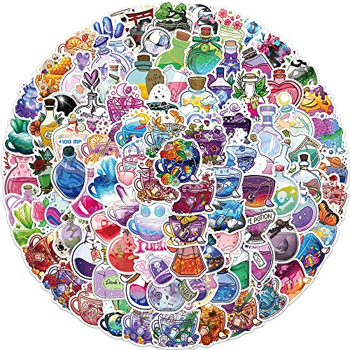 99 Stück Magie Aufkleber Wasserflaschen Laptop Telefon Gitarre Skateboard Computer Koffer Fahrrad Hexe Witch Vinyl Stickers Wasserdicht Ästhetisch Aufkleber für Jugendliche Kinder Erwachsene