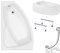 KOLMAN Badewanne RIMA Eckbadewanne 170x110 Links mit AcrylSchürze, Ablaufgarnitur und Füßen Komplettset 4in1 Premium Original Acryl Wanne Siphon
