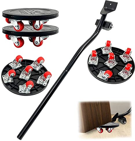 JReHuiG Kit Elevadores de Muebles con 6 Ruedas, Negro, Puede Girar 360°, Transportador para Mover Muebles Muebles Pesados, Closet, Sofá
