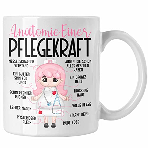 Trendation - Pflegefachkraft Tasse Geschenk Anatomie Einer Pflege Frauen Pflegerin (Weiß)