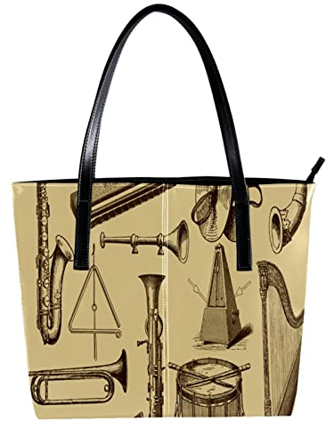 TBOUOBT Handtaschen für Damen Mode Tragetaschen Umhängetasche Satchel Taschen,Musikinstrumente im alten Stil zeichnen