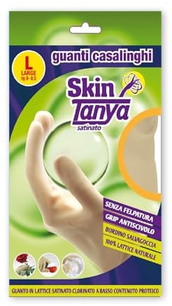 Bericah Smilex, Skin Tanya, Guanto Casalingo Multiuso,Senza polvere, Tg L, 1 paio