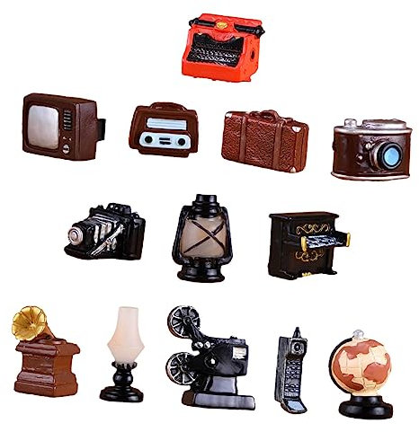Operitacx 1 Satz Klavier Grammophon Fernsehen Klavierfiguren Desktop-Ornament Plattenspieler-Figur Tischdekoration Antikes Kleines Telefon Grammophon-Statue Harz Kind Skulptur Radio