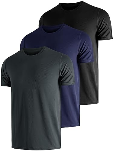 UEEKO Lot de 3 t-Shirts de Protection UV pour Homme Protection Solaire UPF 50+ Manches fonctionnelles pour Natation Rash Guard Séchage Rapide pour l'extérieur Le Surf la randonnée