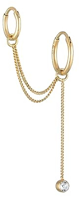 Elli Ohrringe Damen Creolen Ear Chain Modern mit Kristall 925 Silber | Vergoldet