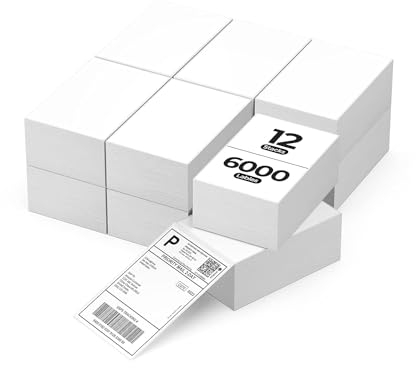 MUNBYN Versandaufkleber selbstklebend 4×6 DHL Etiketten 6000 Stück Thermoetiketten BPA-freie Thermopapier für DHL UPS DPD, Kompatibel mit MUNBYN Nelko Phomemo Etikettendrucker, Weiß