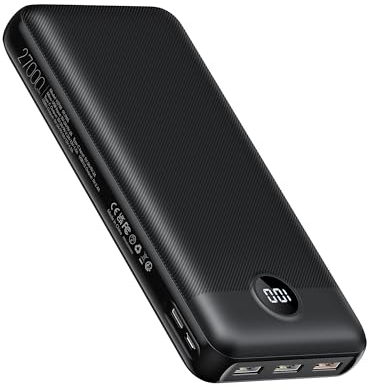 VEGER Power Bank 27000mAh, PD 20W QC 3.0 Ricarica Rapida Caricatore Portatile, 4 Uscite e 2 Ingressi con LED Display Digitale Batteria Esterna Compatibile con iPhone/Samsung/Huawei/iPad