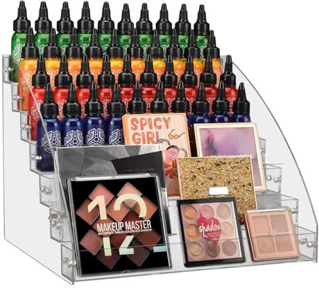 ATOMUS 7 Layers Acrylic Nail Polish Organizer Holder Transparent Acrylic Nail Polish Gel Holder Lipstick Storage Power Box Cosmetic Display for Dressing Table