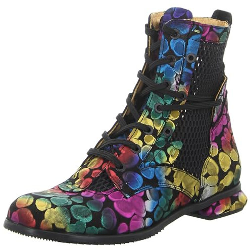 Simen Damen Schnürstiefeletten/Stiefeletten Mehrfarbig Leder-Textil.Mix, Größe:38, Farbauswahl:Multicolor