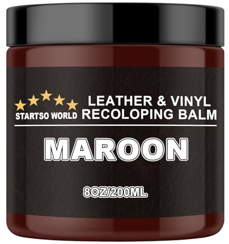 STARTSO WORLD Leather Recoloring Balm 200ml | Maroon Leather Repair Kit for Furniture, Leather Color Restorer for Couches | Leather Dye | Repair, Restore & Renew Old, Faded Leather