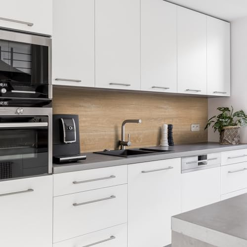 Dedeco Küchenrückwand Motiv: Holz V8, 3mm Aluminium Alu-Platten als Spritzschutz Küchenwand Verbundplatte wasserfest, inkl. UV-Lack glänzend, alle Untergründe, 240 x 60 cm