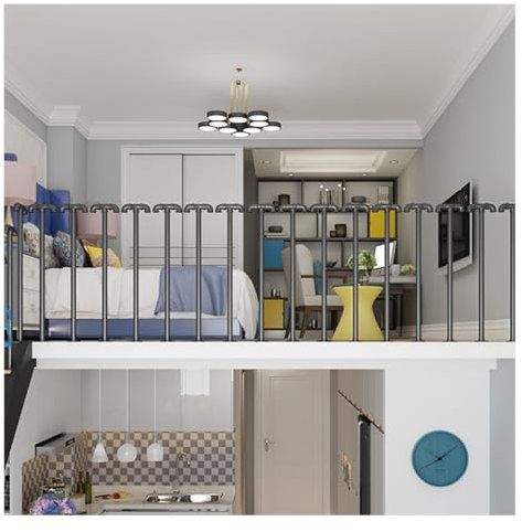 Balkon,DachbodenTreppenhandlauf,Schmiedeeisernes Schwarzes Geländer,Seitlicher Handläufe für Den Innen- und Außenbereich für Balkon,Flur, Dachboden,Villa(Size:U 75cm,Color:Schwarz)